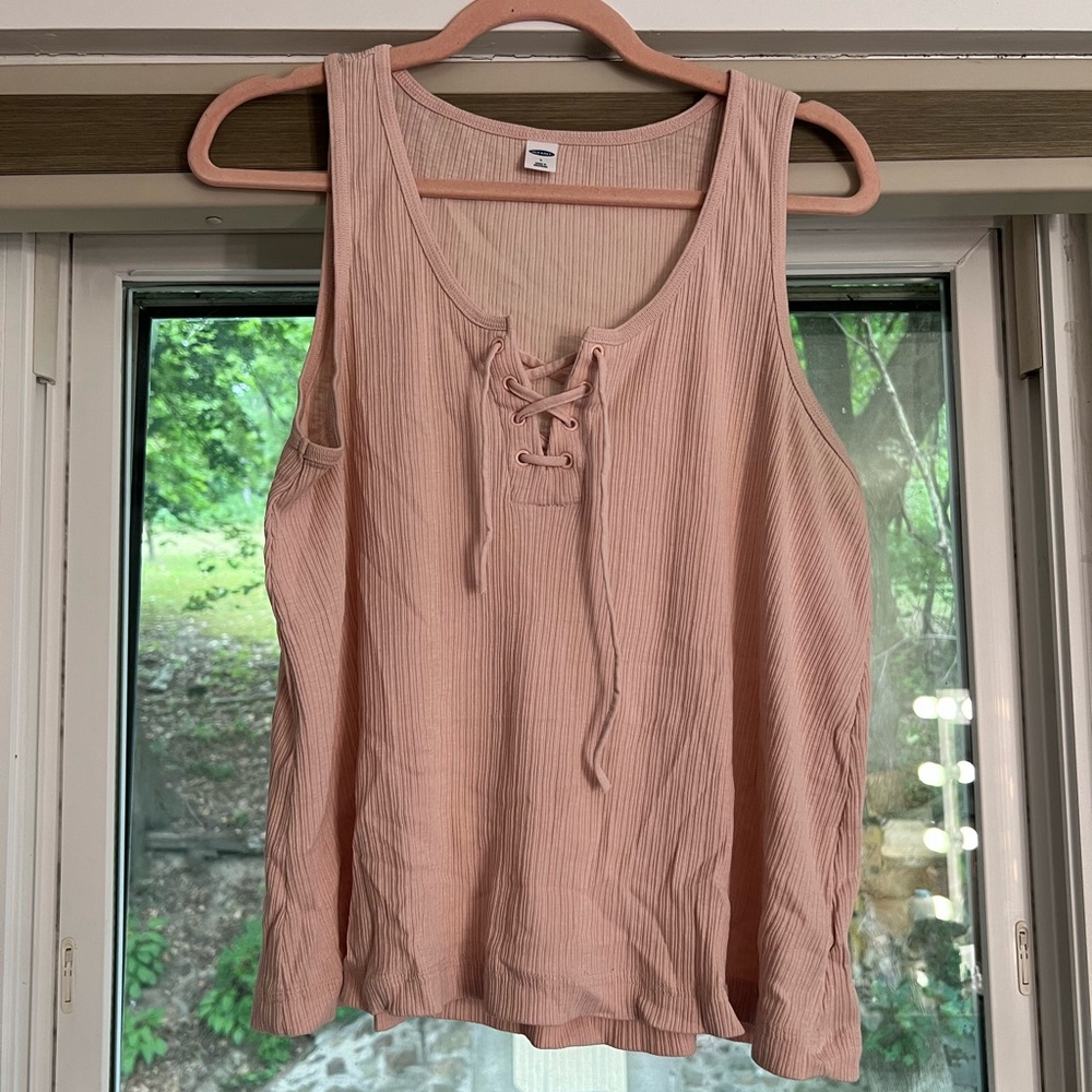 Pink tank top w/ tie front